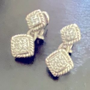 Judith Ripka sterling and diamonique pierced earrings